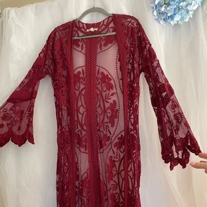 Taylor & Sage ankle length maroon duster